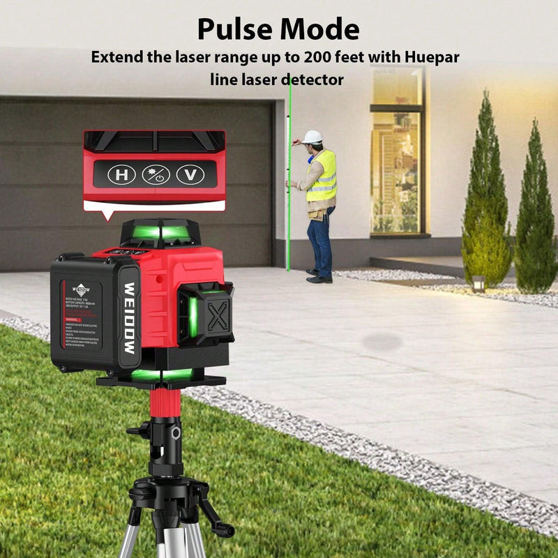 Weiddw 16-Line Laser Level With High-Intensity Green Beam, 360°Rotary Aluminum Base, Tripod Stand, Usb Charging Port - Shop Express