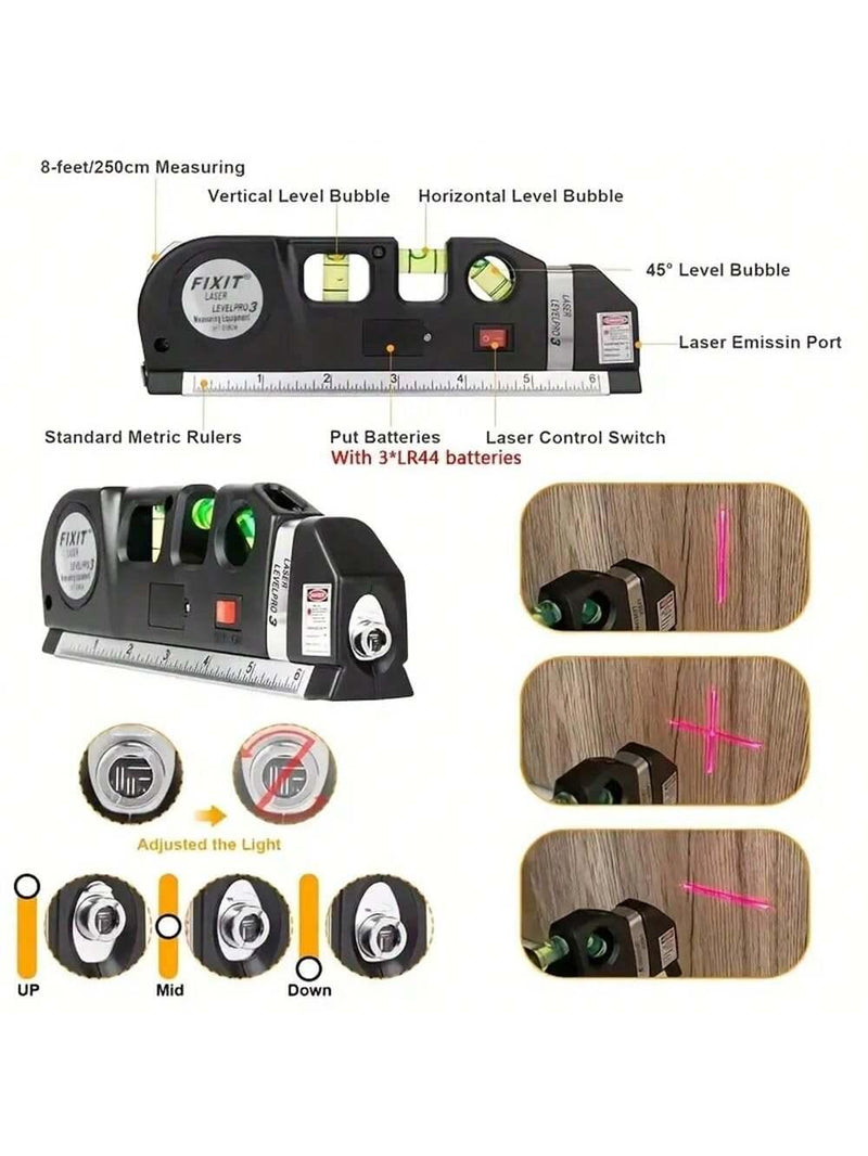 1pc Multi-Function Laser Level Measuring Distance Tool With Infrared Marker, Cross Line And Tape Measure - Shop Express