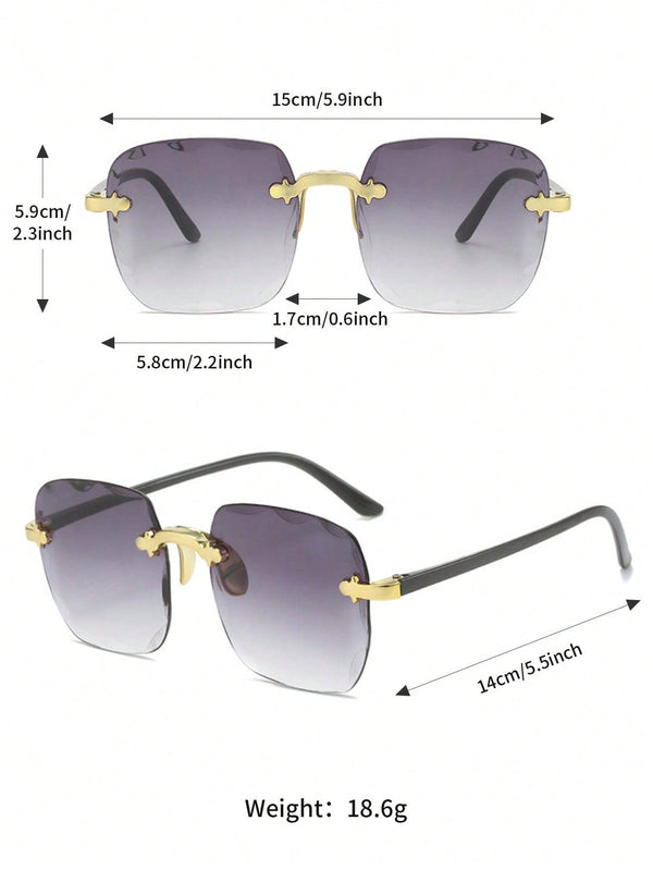 1pc Women's Rimless Square Sunglasses With Cut Edges, Fashionable And Trendy, Suitable For Street Style And Runway - Shop Express