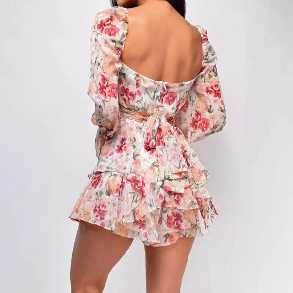 Square Collar Backless Romper - Shop Express