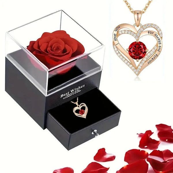 Necklace With Rose Flower Gift Box - Shop Express