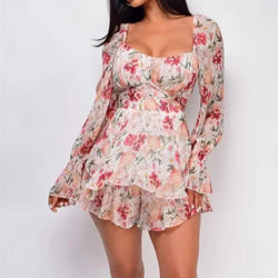 Square Collar Backless Romper - Shop Express