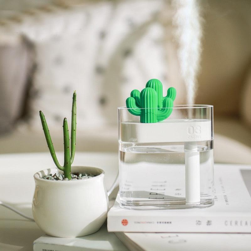 160ML Ultrasonic Air Humidifier Clear Cactus Color Light USB Essential Oil Diffuser Car Purifier Aroma Diffusor Anion Mist Maker - Shop Express