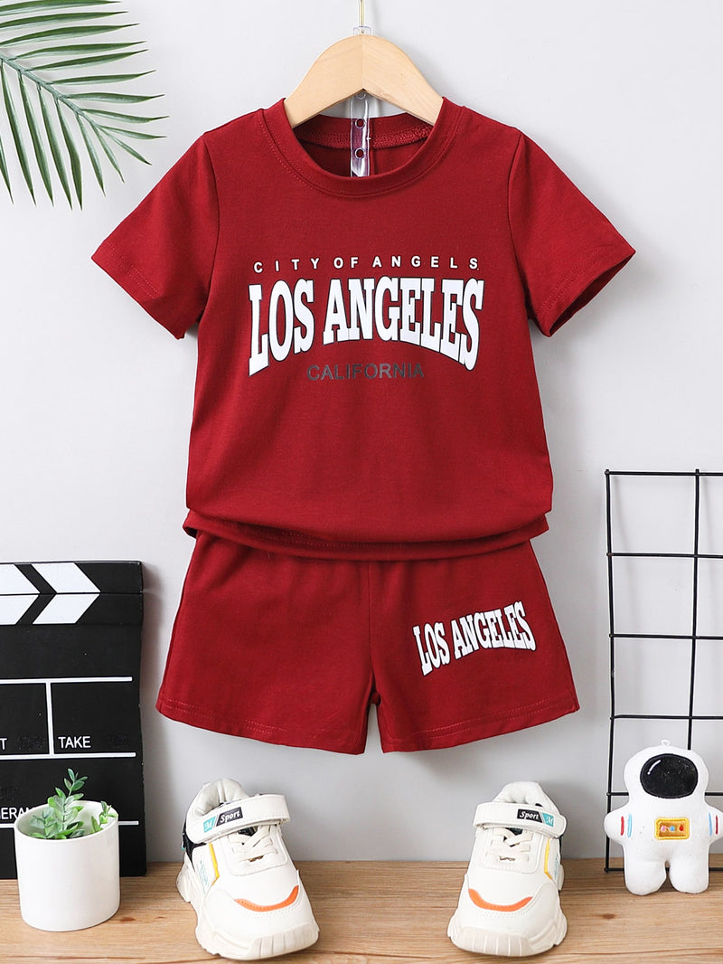 Young Boy Letter Graphic Tee & Shorts