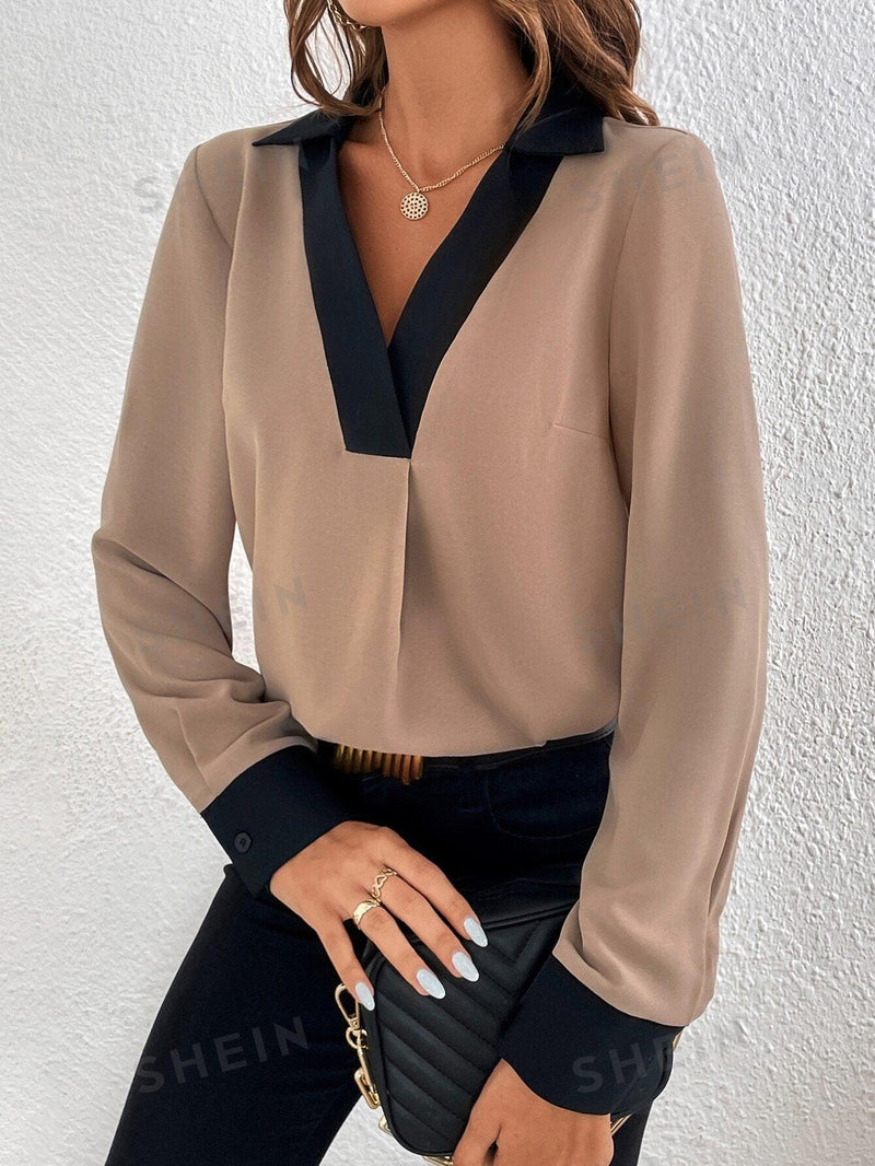 Frenchy Contrast Trim Blouse - Shop Express