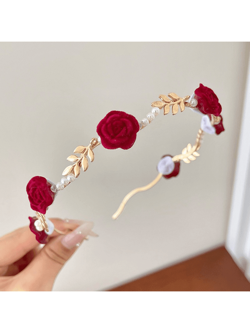 Flower & Faux Pearl Decor Headband Elegant - Shop Express