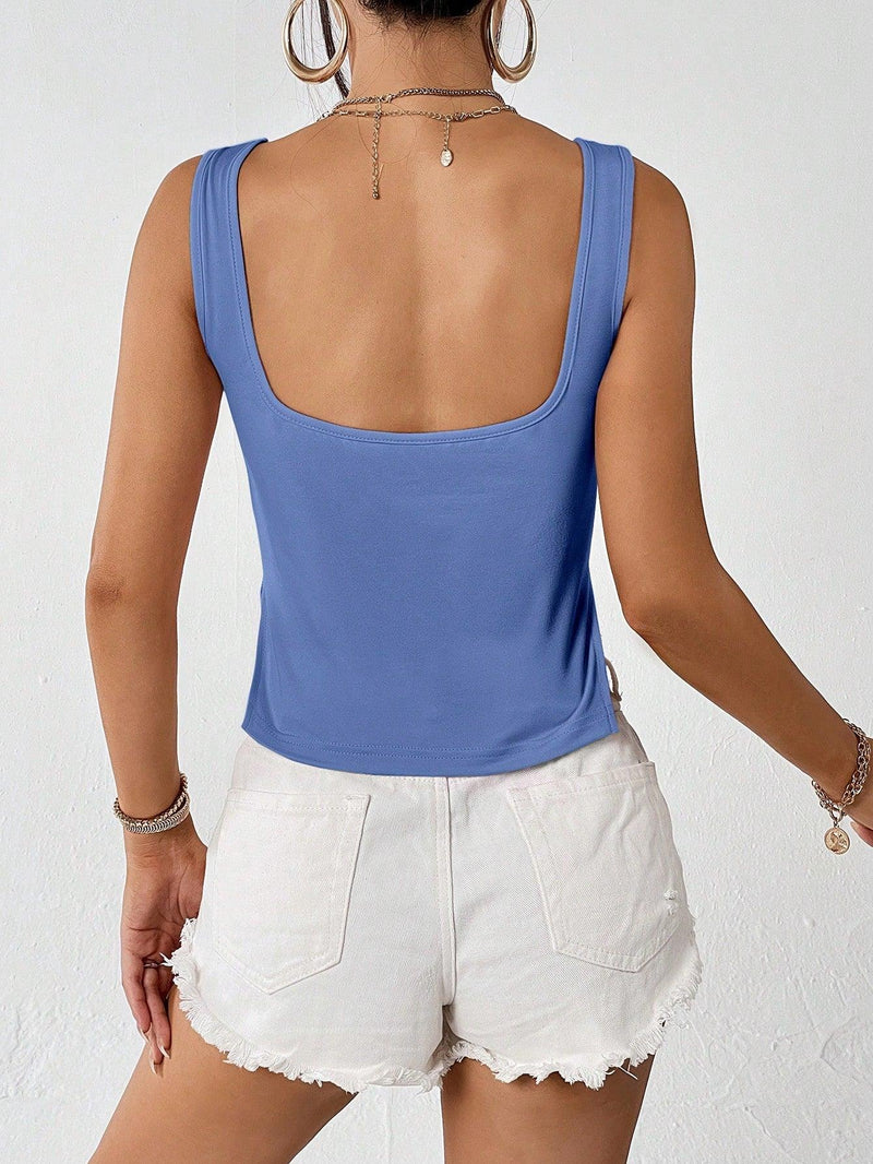 Essnce Ruched Bust Split Hem Tank Top - Shop Express