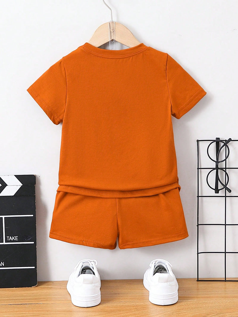 Young Boy Letter Graphic Tee & Shorts