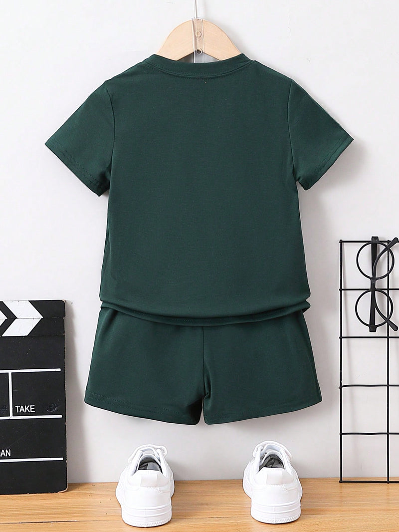 Young Boy Letter Graphic Tee & Shorts