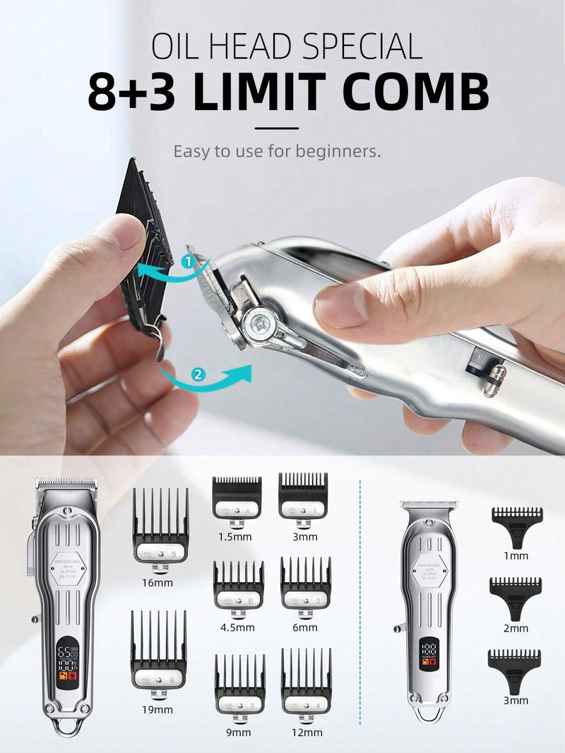 Hair Clippers Professional Cordless for Men, Barber Clippers for Hair Cutting Kit, Wireless LCD Display Hair Trimmers Set, Rechargeable Haircut Machine for Family - Shop Express