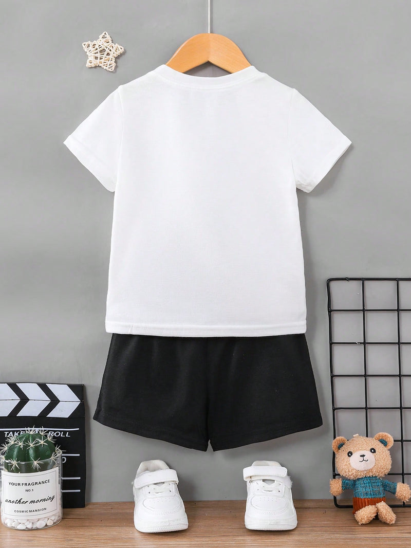 Young Boy Letter Graphic Tee & Shorts