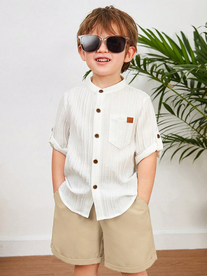 Young Boys Casual Academy Comfortable Breathable Cotton & Linen Shirt Shorts Set