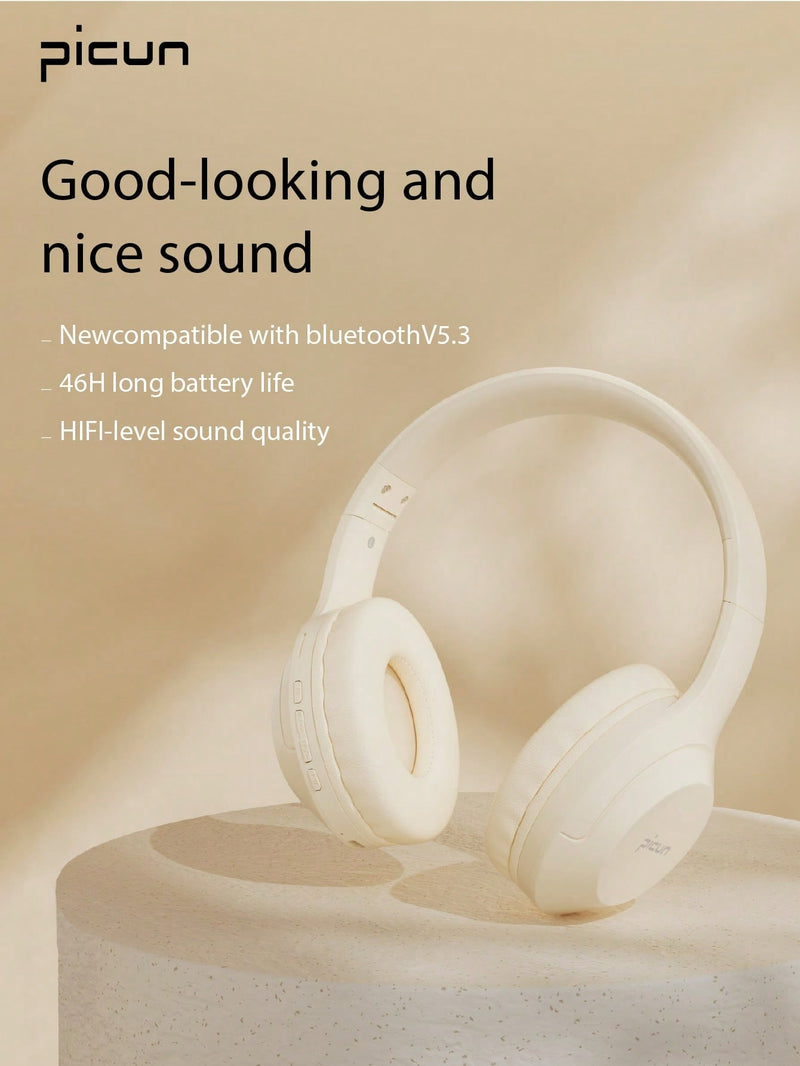 Picun B-01S Wireless Headphones, 40H Playtime EQ Music Modes Wireless Headphones With Microphone, HiFi Stereo Foldable Lightweight Headset