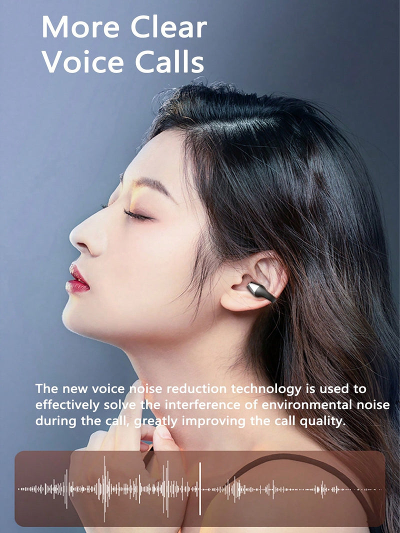 Original TWS Wireless Headphones Bone Conduction BT 5.2 HIFI Subwoofer Bass Ear-Clip Earring 3D Surround Stereo Touch Control Earphones For Gaming Sport Music Video