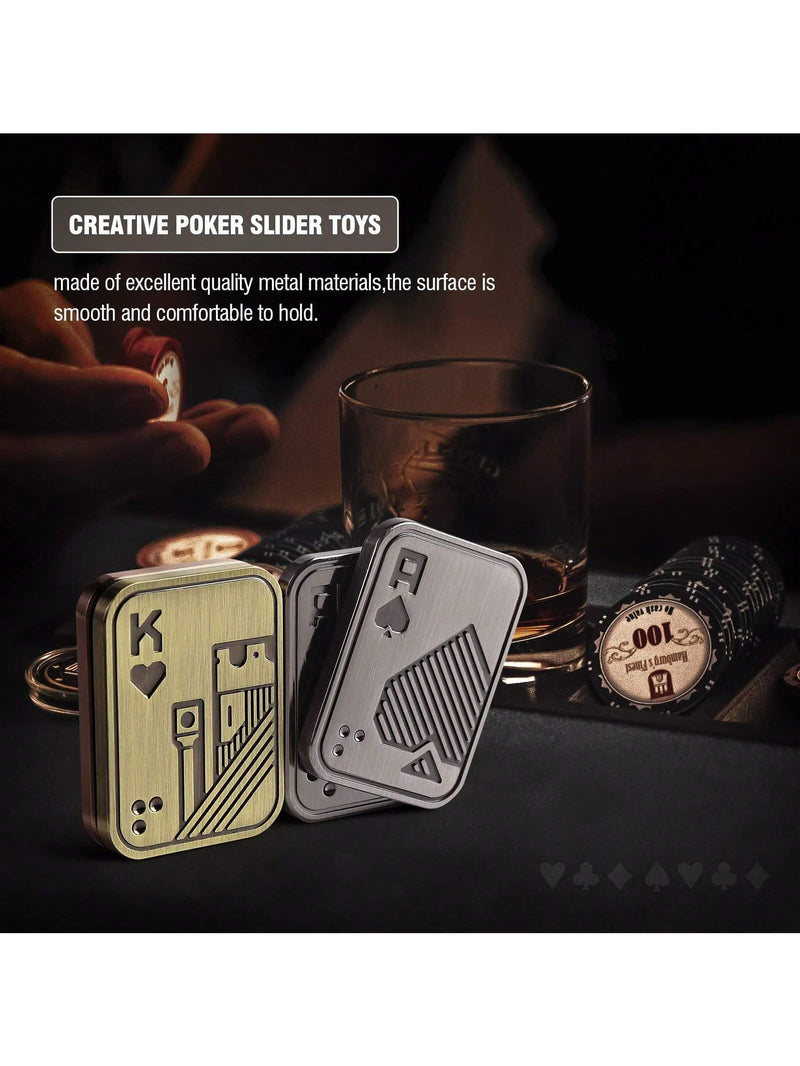 1PC Fidget Toy Adult Men's Irritable Table Toy EDC Metal Fidget Slider Magnetic Poker Push Card Adult Irritable Toy Anxiety Disorder