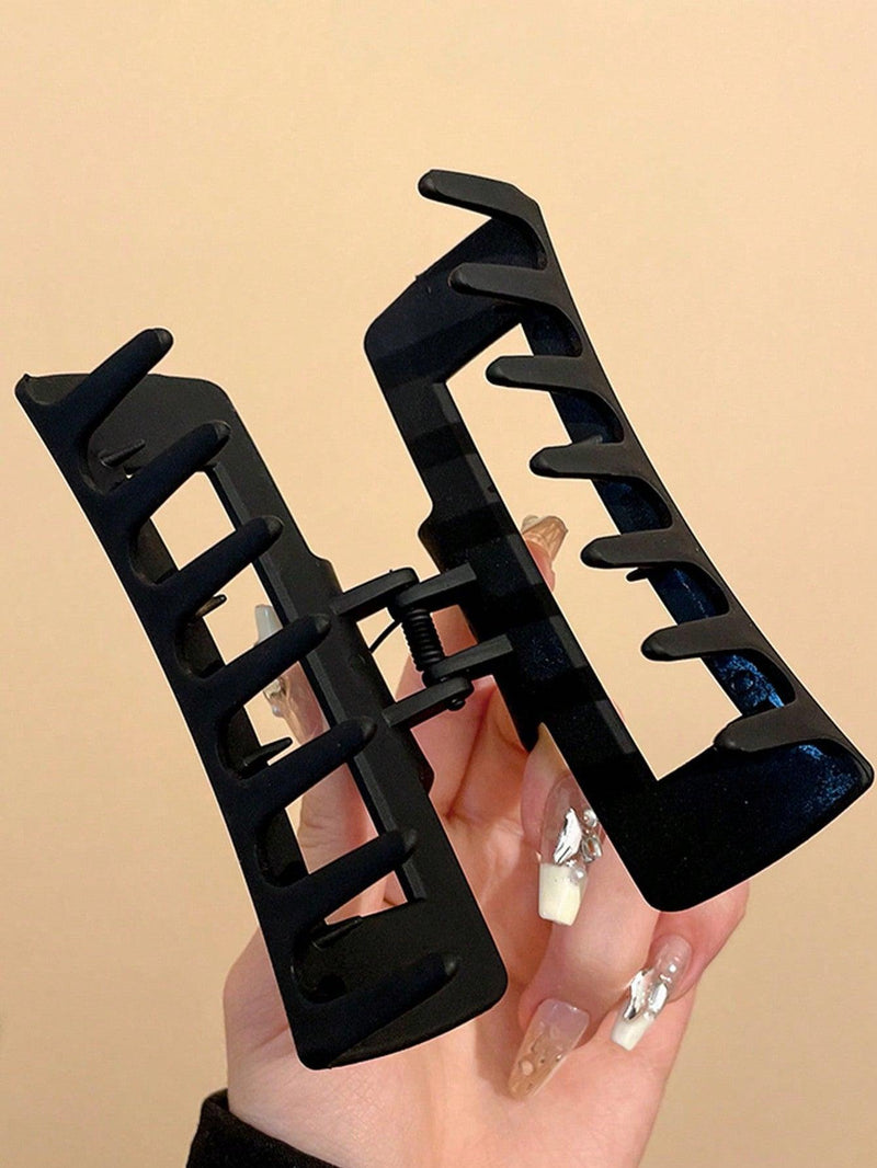 4pcs Women's Black & White & Khaki Square 3d Claw Hair Clips, Suitable For Daily Hairdressing - Shop Express