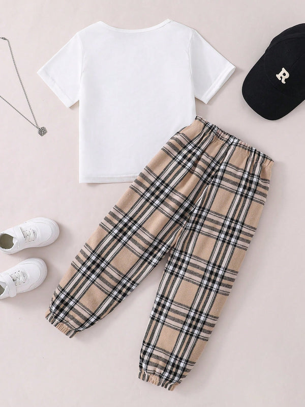 Two-Piece Set For Young Boys' Daily Casual Wear, With Short Sleeves And Striped Pants, Cool, Breathable, Handsome And Suitable For Summer.