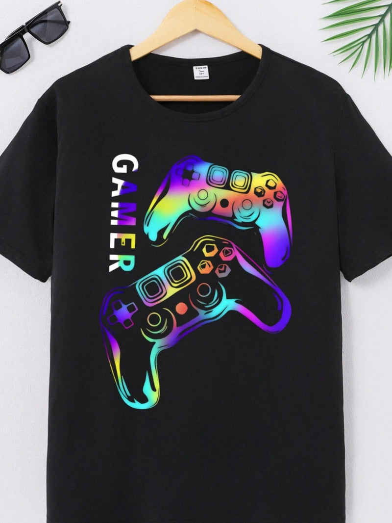 Tween Boys Fashionable Game Controller Print Short Sleeve T-Shirt