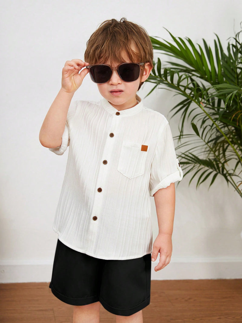 Young Boys Casual Academy Comfortable Breathable Cotton & Linen Shirt Shorts Set