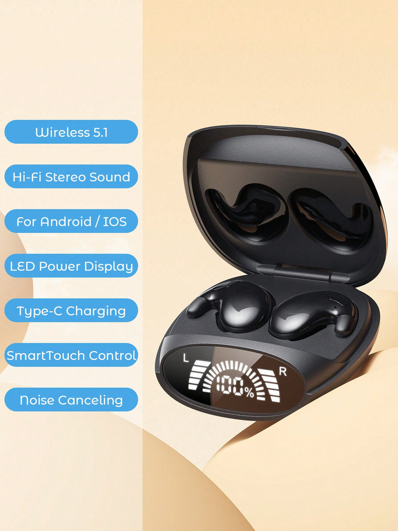 Teckwe Wireless Earbuds,Sleep Headphones In-Ear 5.1 LED Digital Display & Ultra-Long Standby Eight-Core Bio-Imitation