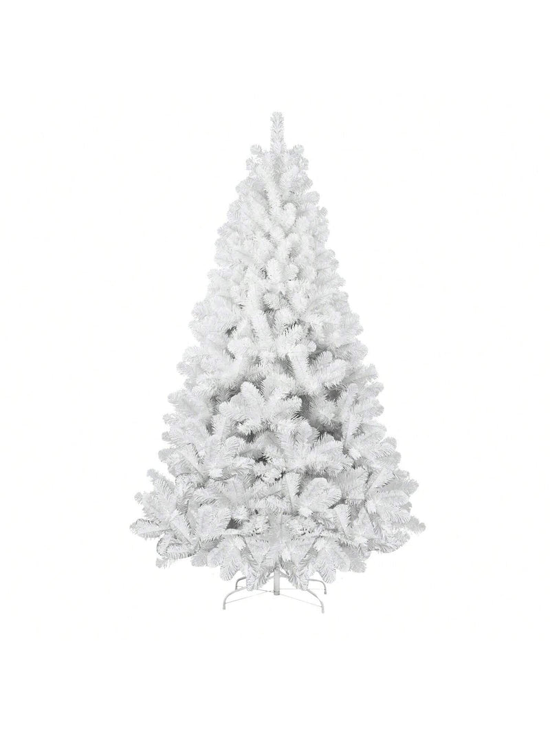 5FT White Flocked Christmas Tree, Artificial Snowfield Christmas Douglas Fir Tree, Christmas Party Decoration, Easy To Clean And Assemble, Foldable And Sturdy Metal Base,White Xmas Tree