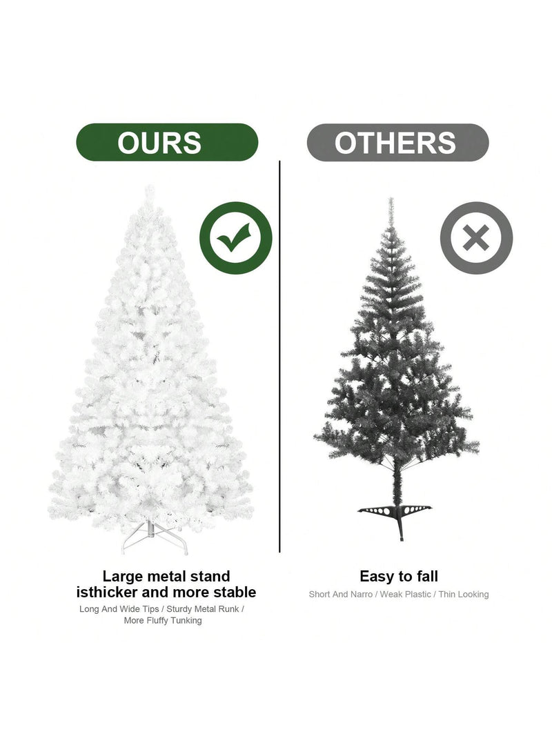 5FT White Flocked Christmas Tree, Artificial Snowfield Christmas Douglas Fir Tree, Christmas Party Decoration, Easy To Clean And Assemble, Foldable And Sturdy Metal Base,White Xmas Tree