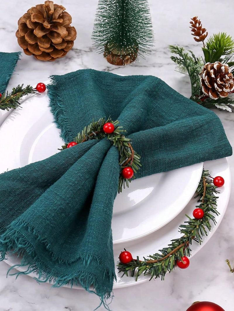 3/6/12/24Pcs Christmas Napkin Rings Christmas Napkin Holder Holly Berry Candle Wreath For Banquet Table Decorations,Christmas