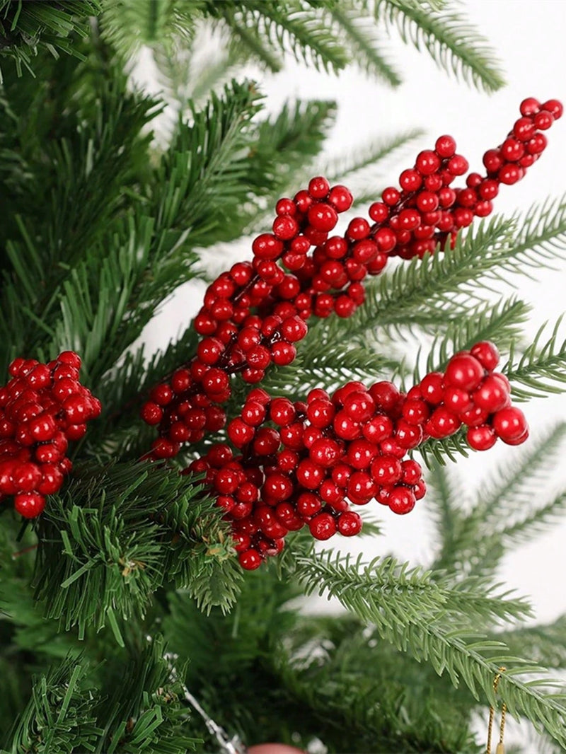 6/12Pcs Red Berries Branches Artificial Foam Holly Berry Flower Fruit Bouquet Stamen Plant DIY Wreath Christmas Party Home Decor,Christmas