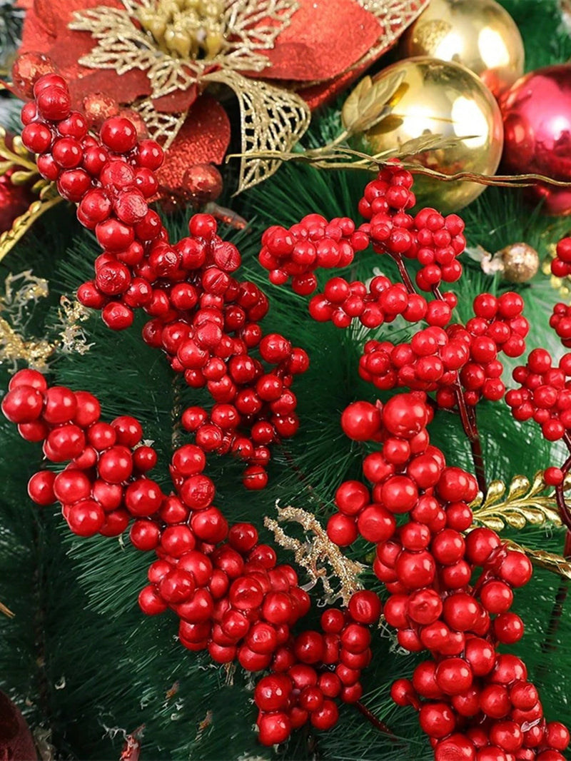 6/12Pcs Red Berries Branches Artificial Foam Holly Berry Flower Fruit Bouquet Stamen Plant DIY Wreath Christmas Party Home Decor,Christmas