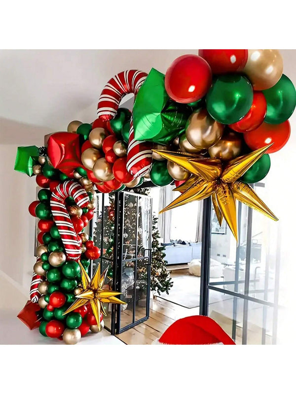 85pcs/Set Christmas Party Decoration Gift Box, Cane Arch Balloon Set,Christmas