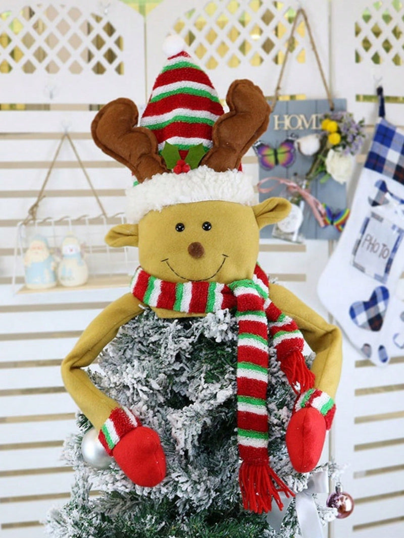 1 Pc Christmas Tree Top Star Old Man Snowman Decoration Christmas Supplies Felt Christmas Tree Hat Pendant Decoration Scene Layout Home Decoration