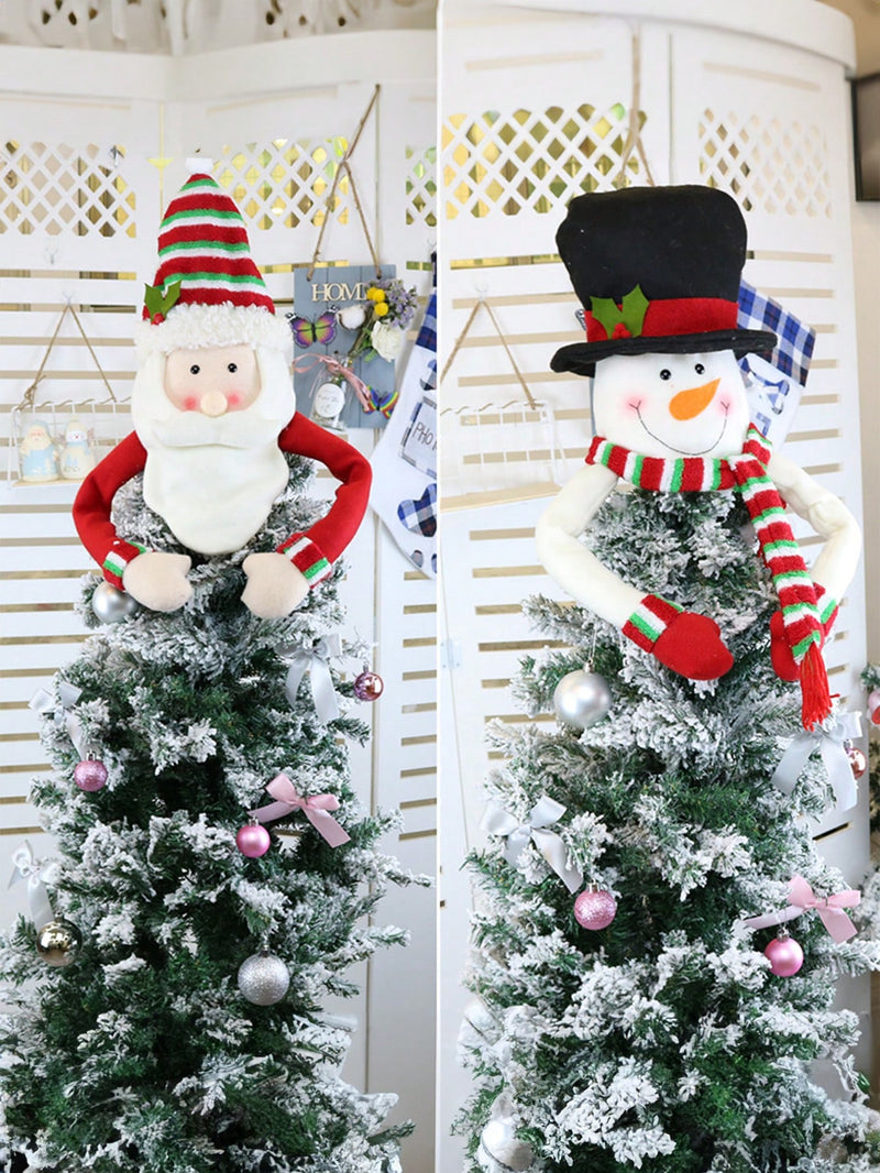 1 Pc Christmas Tree Top Star Old Man Snowman Decoration Christmas Supplies Felt Christmas Tree Hat Pendant Decoration Scene Layout Home Decoration