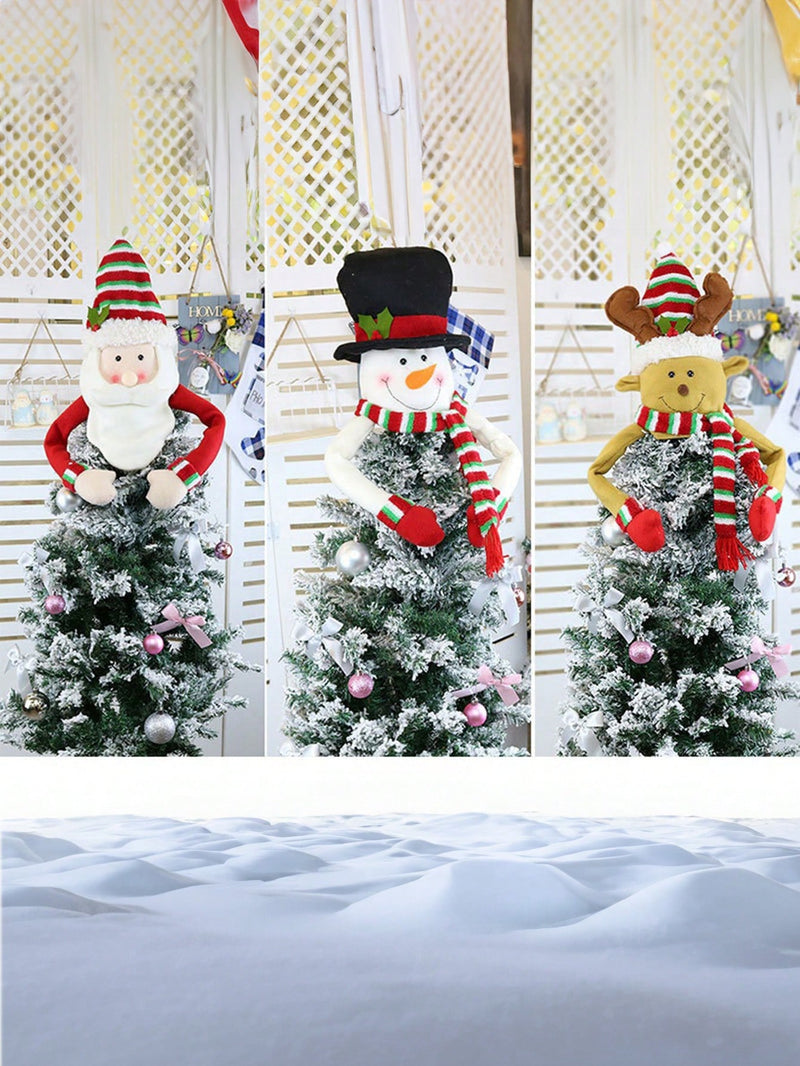 1 Pc Christmas Tree Top Star Old Man Snowman Decoration Christmas Supplies Felt Christmas Tree Hat Pendant Decoration Scene Layout Home Decoration