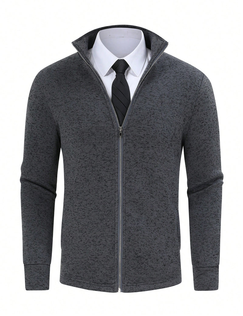 TURETRENDY Mens Full Zip Cardigan Sweater Casual Ribbed Knitted Sweater For Men