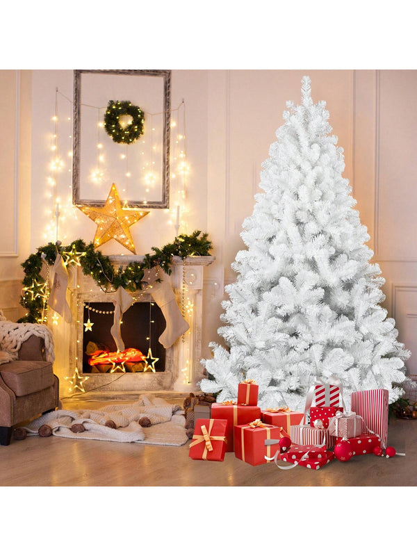 5FT White Flocked Christmas Tree, Artificial Snowfield Christmas Douglas Fir Tree, Christmas Party Decoration, Easy To Clean And Assemble, Foldable And Sturdy Metal Base,White Xmas Tree