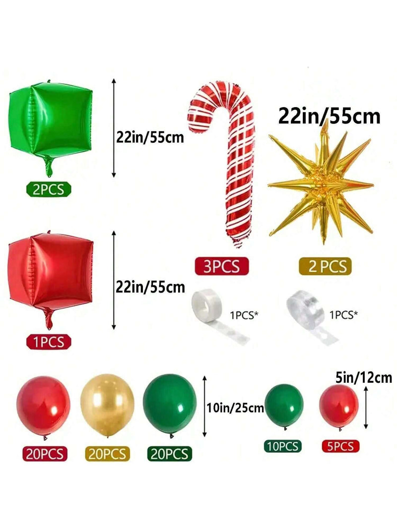 85pcs/Set Christmas Party Decoration Gift Box, Cane Arch Balloon Set,Christmas