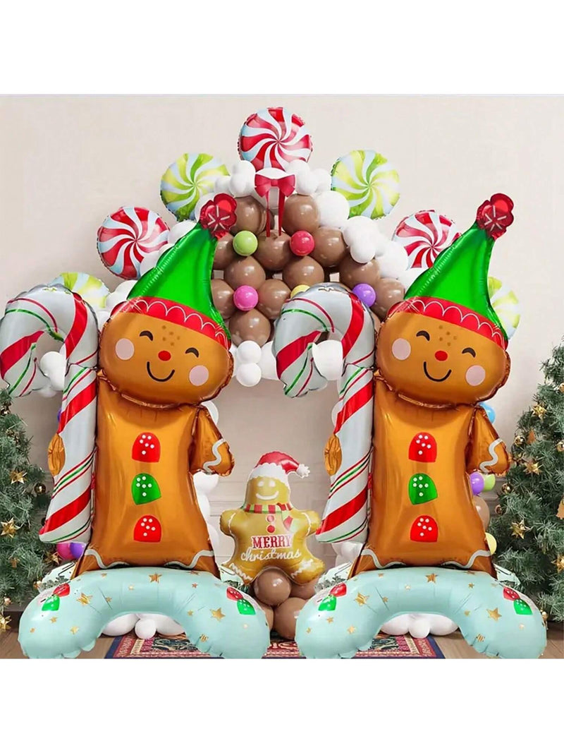 85pcs/Set Christmas Party Decoration Gift Box, Cane Arch Balloon Set,Christmas