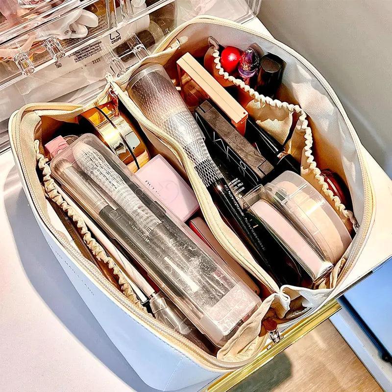 High-Capacity Leather Cosmetic Organizer - Shop Express