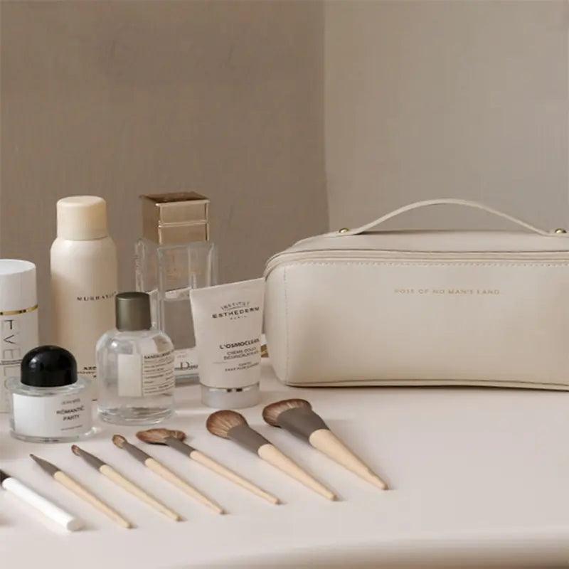 High-Capacity Leather Cosmetic Organizer - Shop Express
